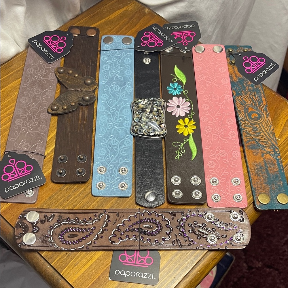 Paparazzi 8 Leather Snap Bracelets in Assorted Colors BNWT